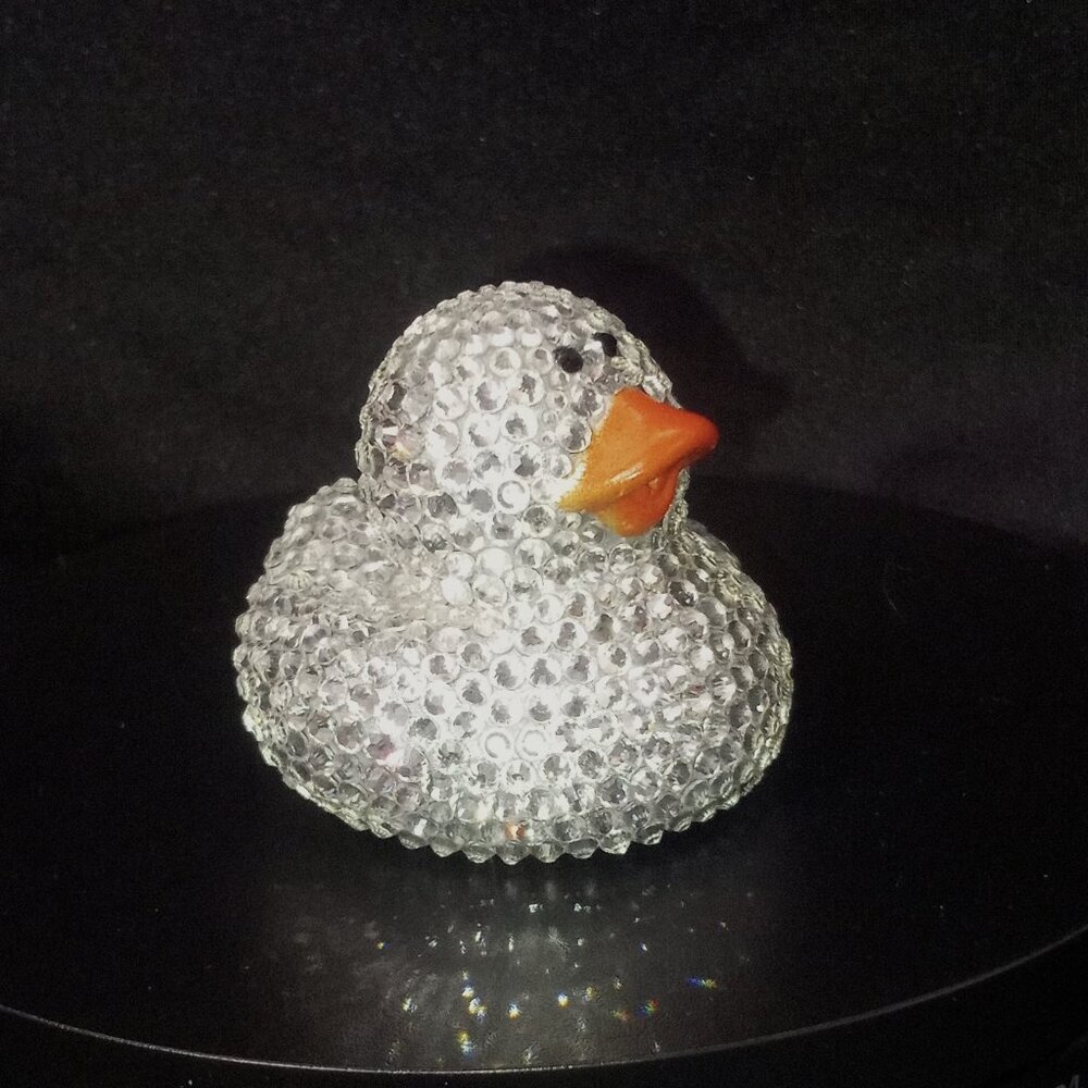 Silver Rhinestone Duck | Handcrafted Bling Decor | Sparkly Gift or Desk Accent